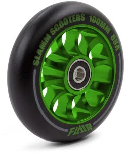 Stuntstep Wiel Aluminium 100mm Slamm Flair 2.0 Met Abec 9 Lagers In Color Zwart -Kinder Speelgoeds Winkel SL580 2 Slamm 100mm Flair 2.0 Alloy Core Wheel Green Side speelactief.nl