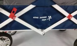 Active Outdoor Bolderkar Blauw Incl. Zonnedak, Extra Bagagetas En Extension. -Kinder Speelgoeds Winkel active outdoor wagon detail logo