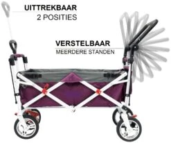 Active Outdoor Bolderkar Paars Met Zonnedak En Extra Bagagetas. Showmodel -Kinder Speelgoeds Winkel bolderkar active outdoor opvouwen 3 1