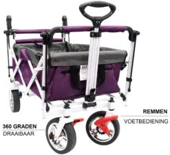 Active Outdoor Bolderkar Paars Met Zonnedak En Extra Bagagetas. Showmodel -Kinder Speelgoeds Winkel bolderkar active outdoor opvouwen 5 1