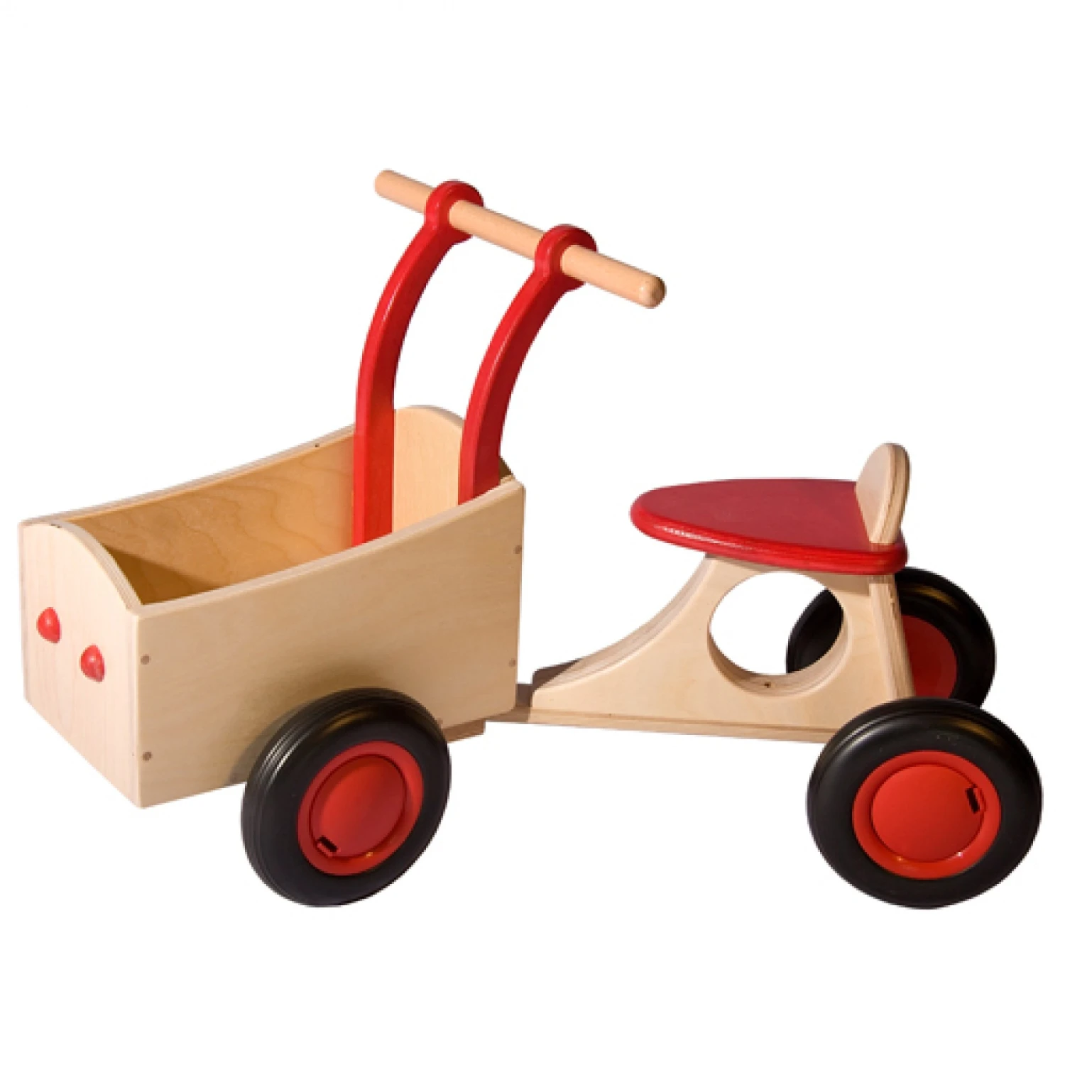 Houten Bakfiets Rood Loopfiets VanDijkToys 2 Houten Bakfiets Rood Loopfiets VanDijkToys - Afbeelding 2