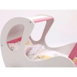Houten Poppenwagen De Luxe White Incl. Dekbed / Slaapzak -Kinder Speelgoeds Winkel houten poppenwagen met kap pallas wit rose 2