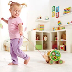 Trekfiguur Hape: Walk-a-Long Snail -Kinder Speelgoeds Winkel houten trekdier hape walk a long slak 4