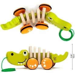 Trekfiguur Hape: Walk-a-Long Crocodile -Kinder Speelgoeds Winkel houten trekdier hape walk along crocodile 1 1