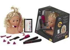 Kapkop Met Braun Satin Hair 7 Stijltang -Kinder Speelgoeds Winkel kapkop stijltang theo klein 5245