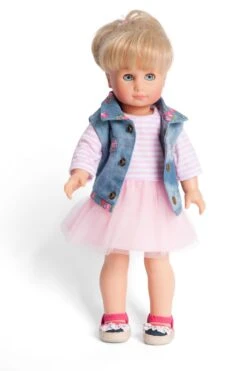 Kledingset Jurk Rose Met Spijkerjack Mt. 28 – 35 Cm. -Kinder Speelgoeds Winkel kledingset pop heless 550 2550 1