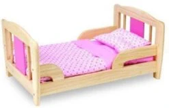 Pintoy Houten Poppenbed Roze Met Dekbedje -Kinder Speelgoeds Winkel poppenbed pintoy rose 1