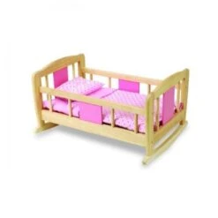 Pintoy Poppenbed Houten Schommelbed Rose -Kinder Speelgoeds Winkel poppenbed schommelbed pintoy 1