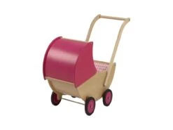 Poppenwagen Met Kap V. Dijktoys Rose -Kinder Speelgoeds Winkel poppenwagen met kap rose v.dijktoys 1