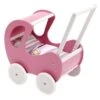 Houten Poppenwagen De Luxe Pink Incl. Dekbed / Slaapzak